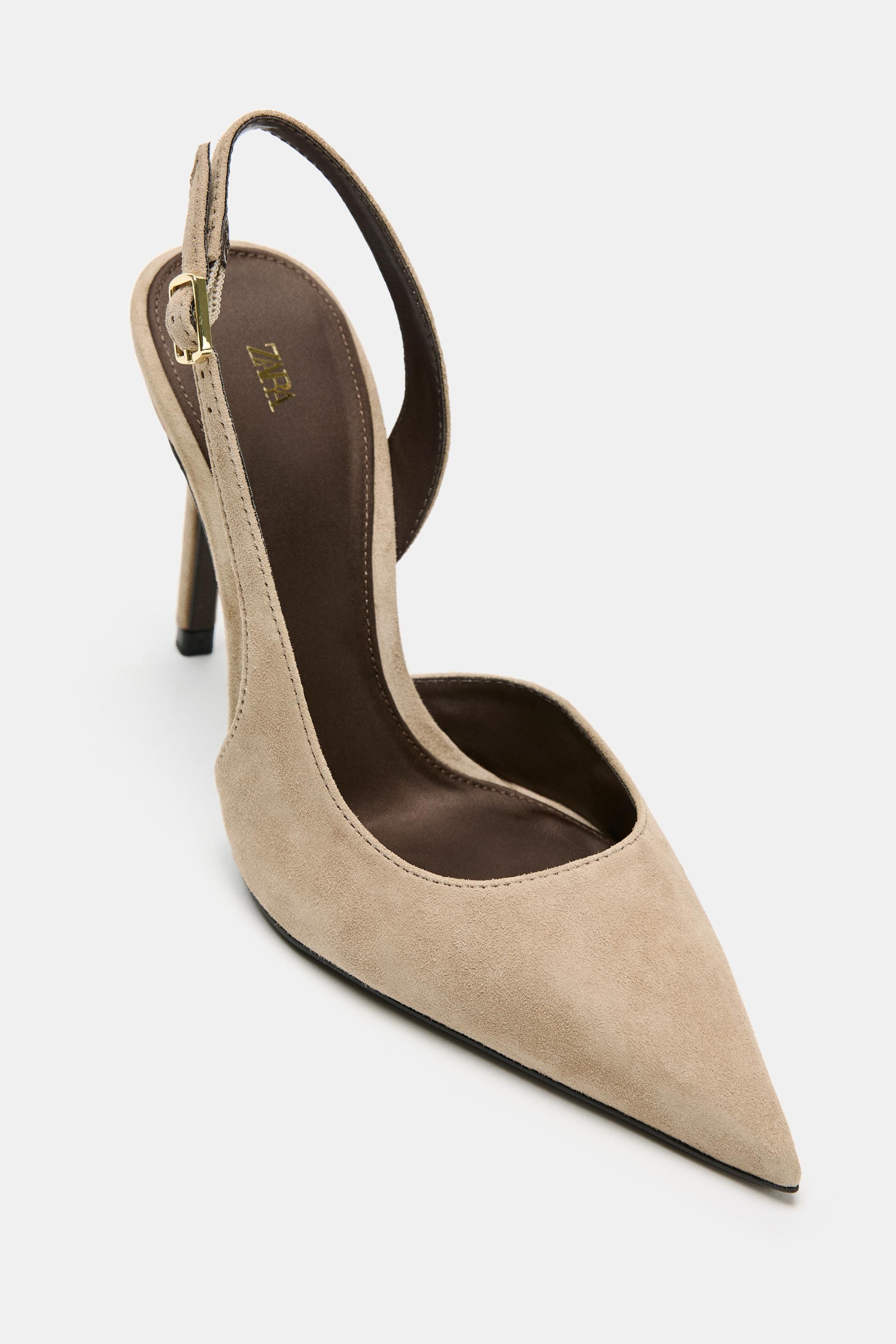 ASYMMETRIC SUEDE SLINGBACK HEELS